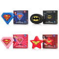 Superhero body buffer sponge in blue Superman logo triangle, with citrus pack box