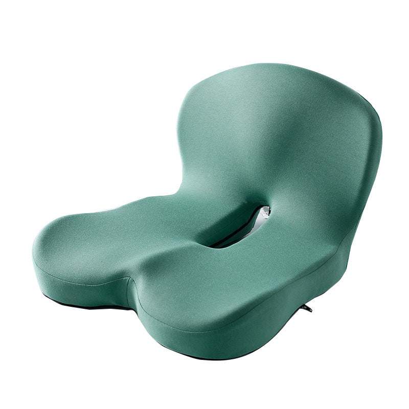 Memory foam backrest cushion, teal green with central cutout and contoured seat