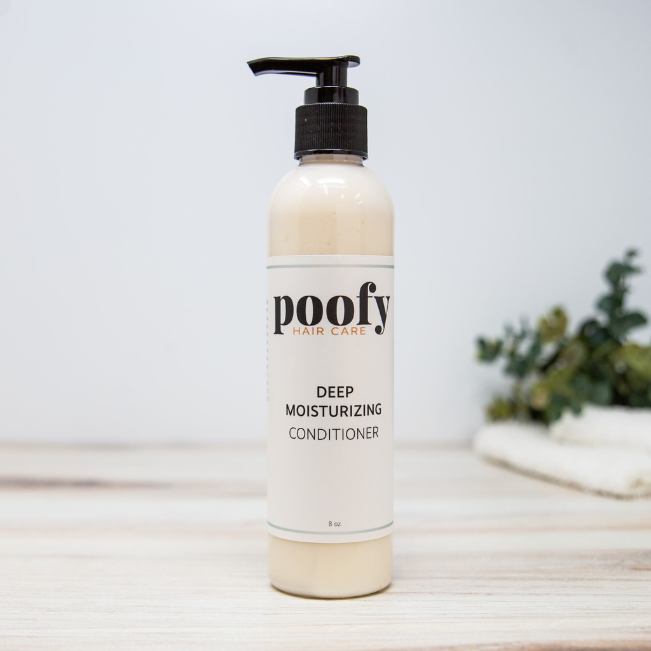 Poofy deep moisturizing conditioner pump bottle, 8 fl oz, light cream liquid