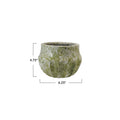 Green crackle-glaze terracotta planter, 6.25 in wide, 4.75 in high