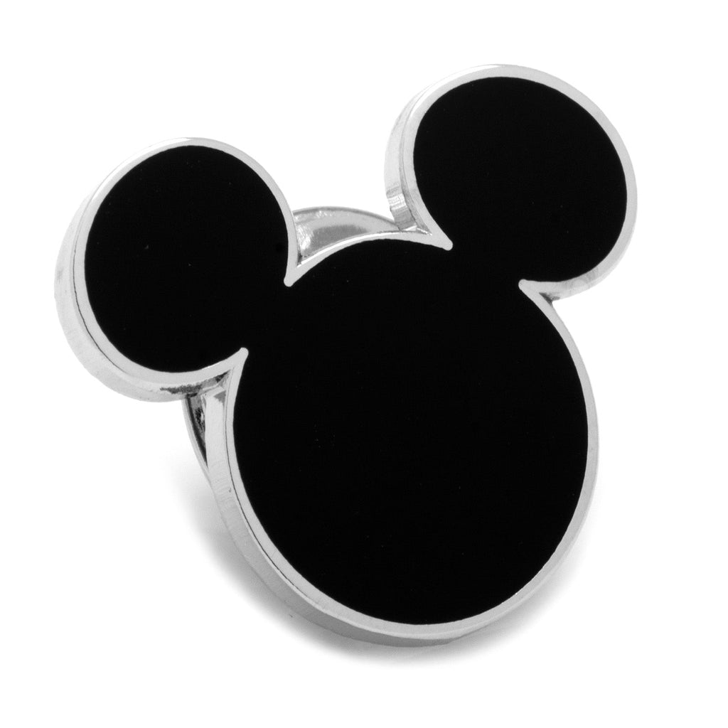 Silver Mickey Mouse silhouette ring with black enamel center