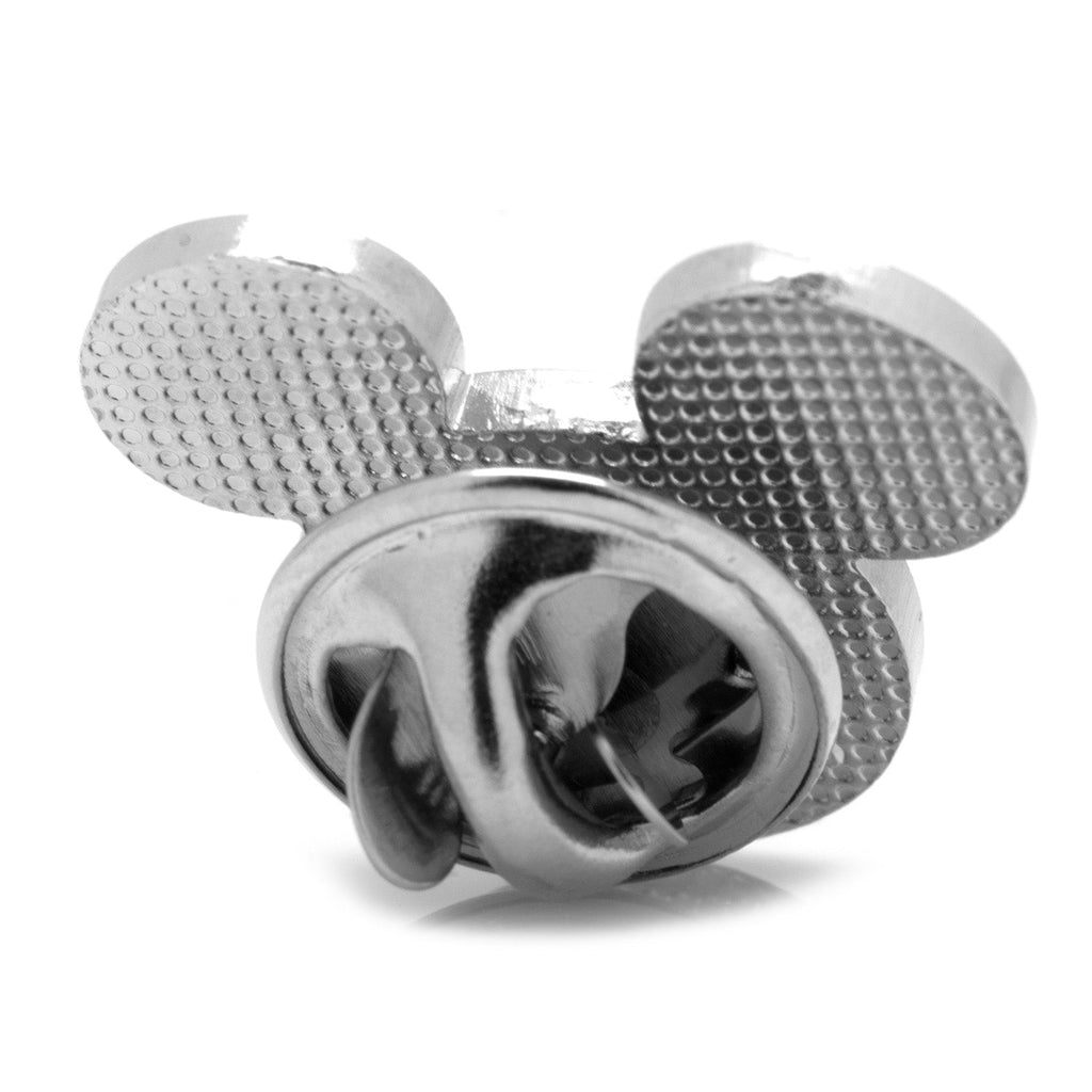Mickey silhouette ring with textured silver finish and black enamel face