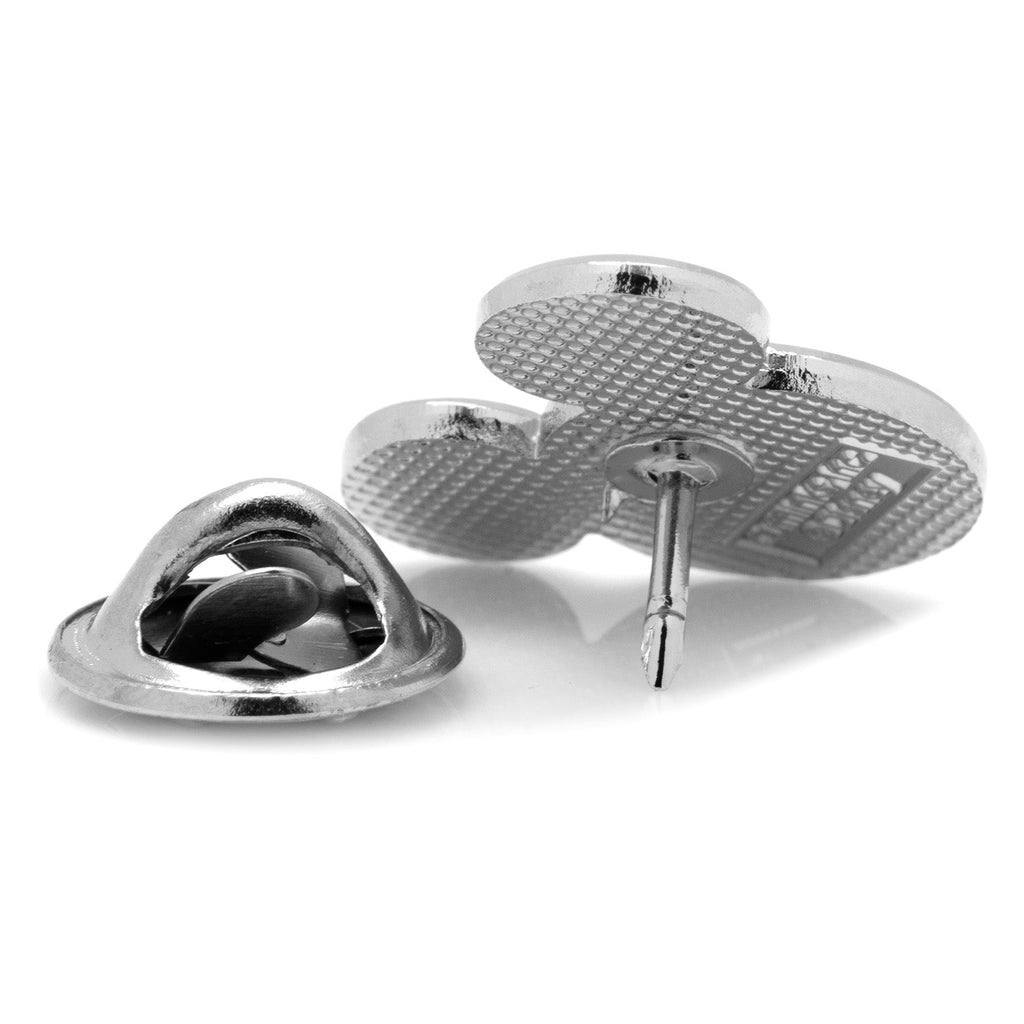 Mickey silhouette ring in silver metal with black enamel and textured back