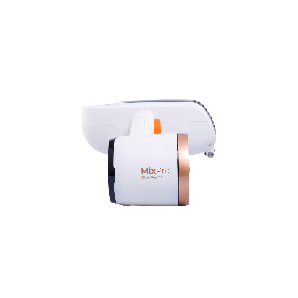 MixPro white compact grooming device with open head and orange button