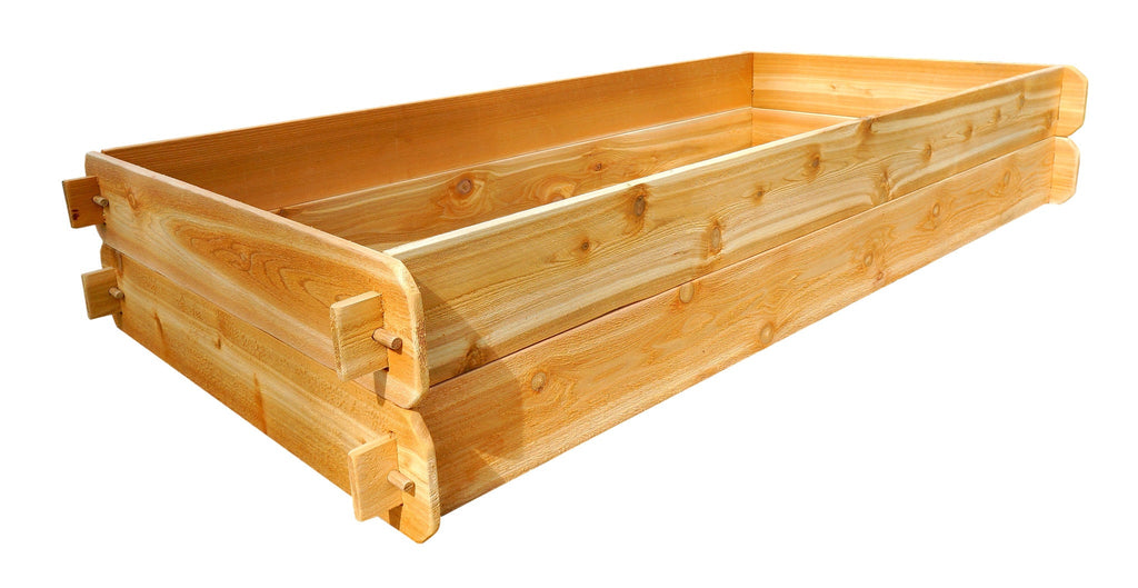 Natural cedar raised garden bed kit with open top and end corner fasteners