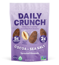 Sprouted almond snack pouch with cocoa and sea salt flavor, front view