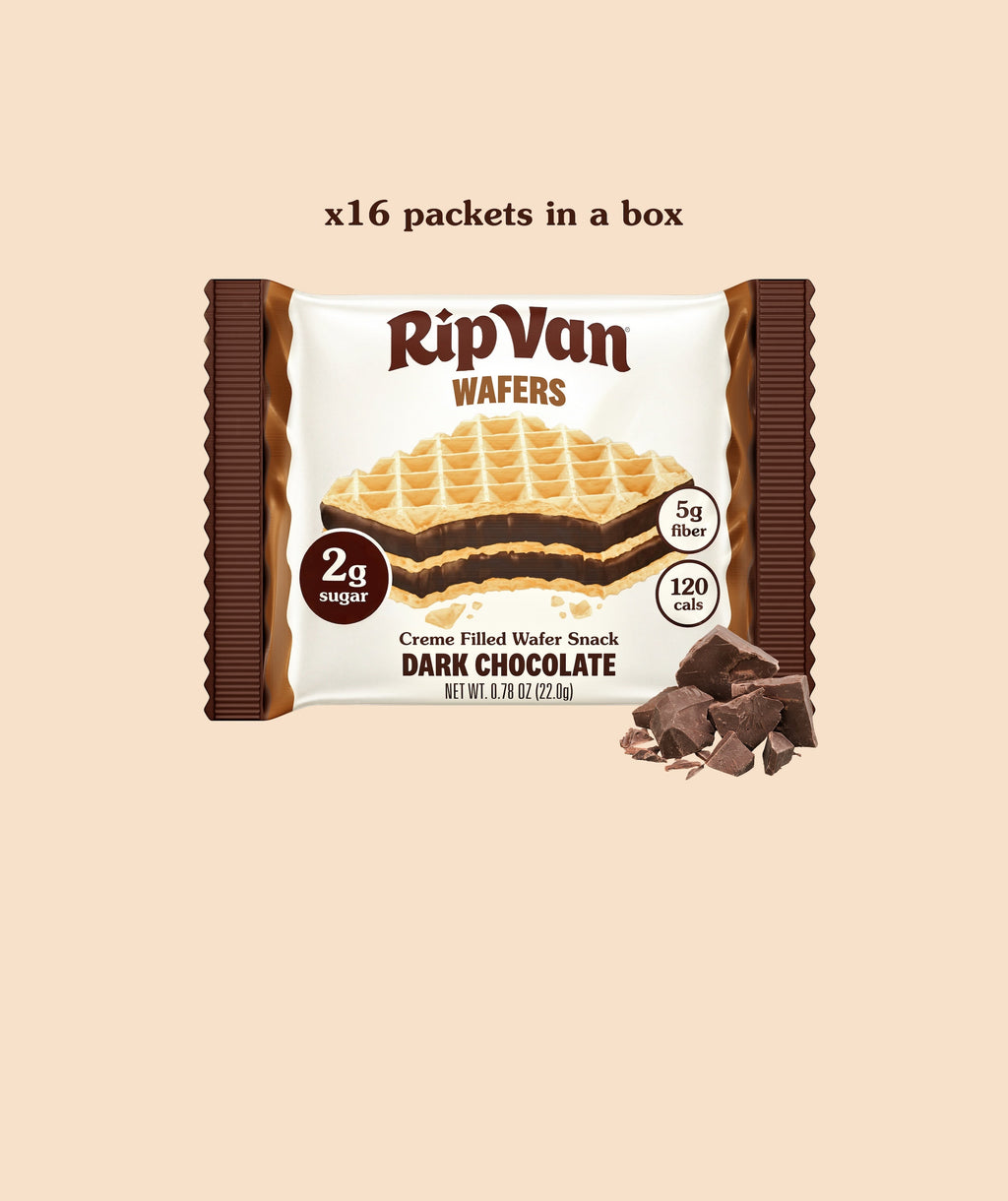 RipVan dark chocolate wafer snack packet with waffle layers