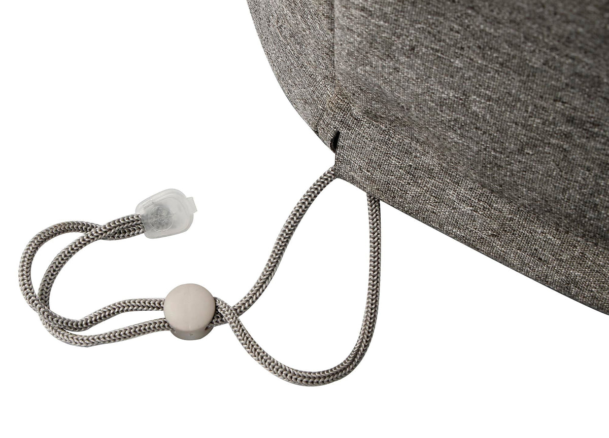 Grey cover tie cords with round bead adjuster attached to underside