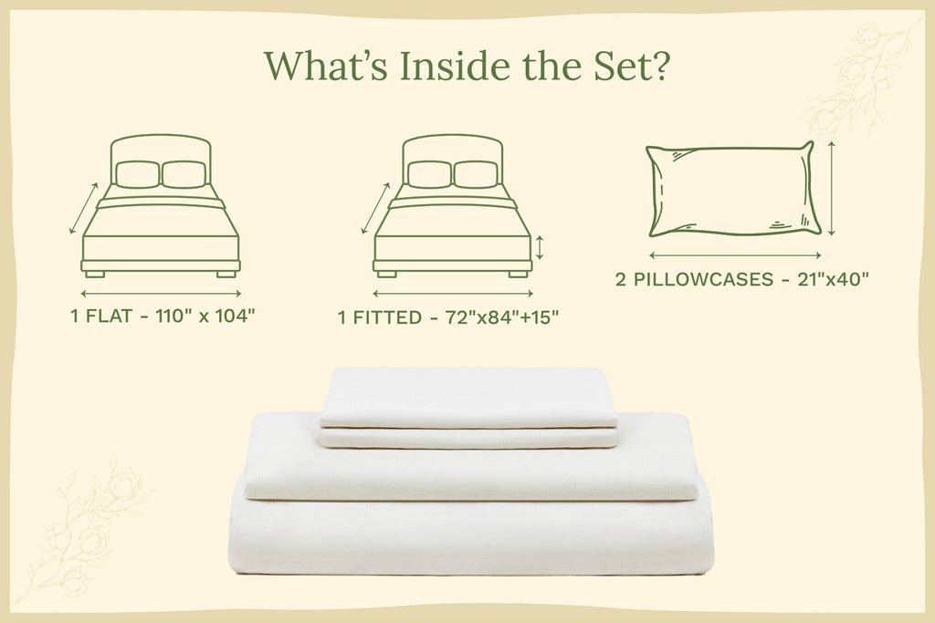 Organic sateen bed sheet set, white bedding set with fitted sheet and pillowcases