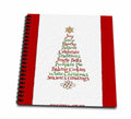 3dRose Christmas drawing book cover with a word-tree design between red side bands