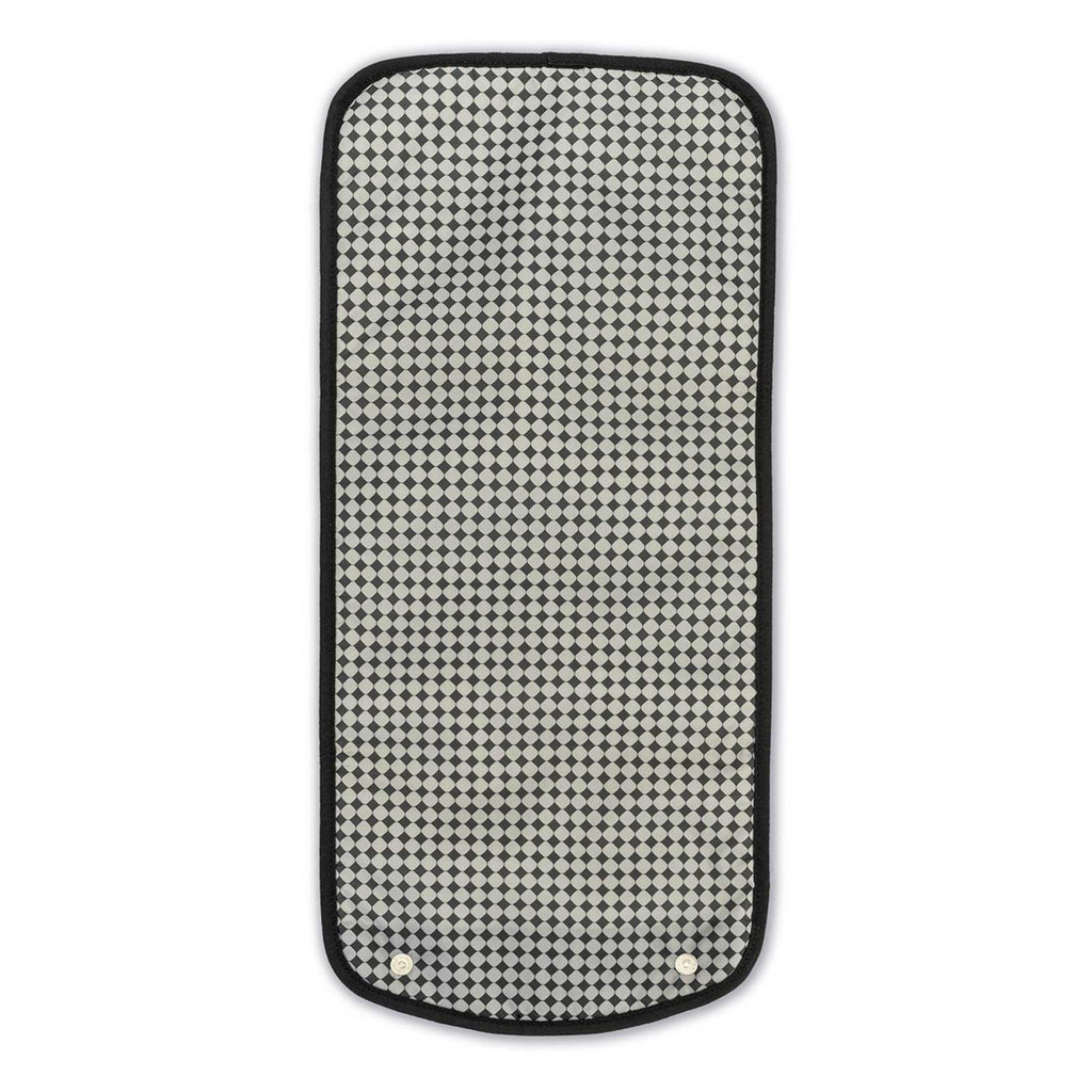Neoprene changing pad sleeve with black-and-white geometric fabric lining