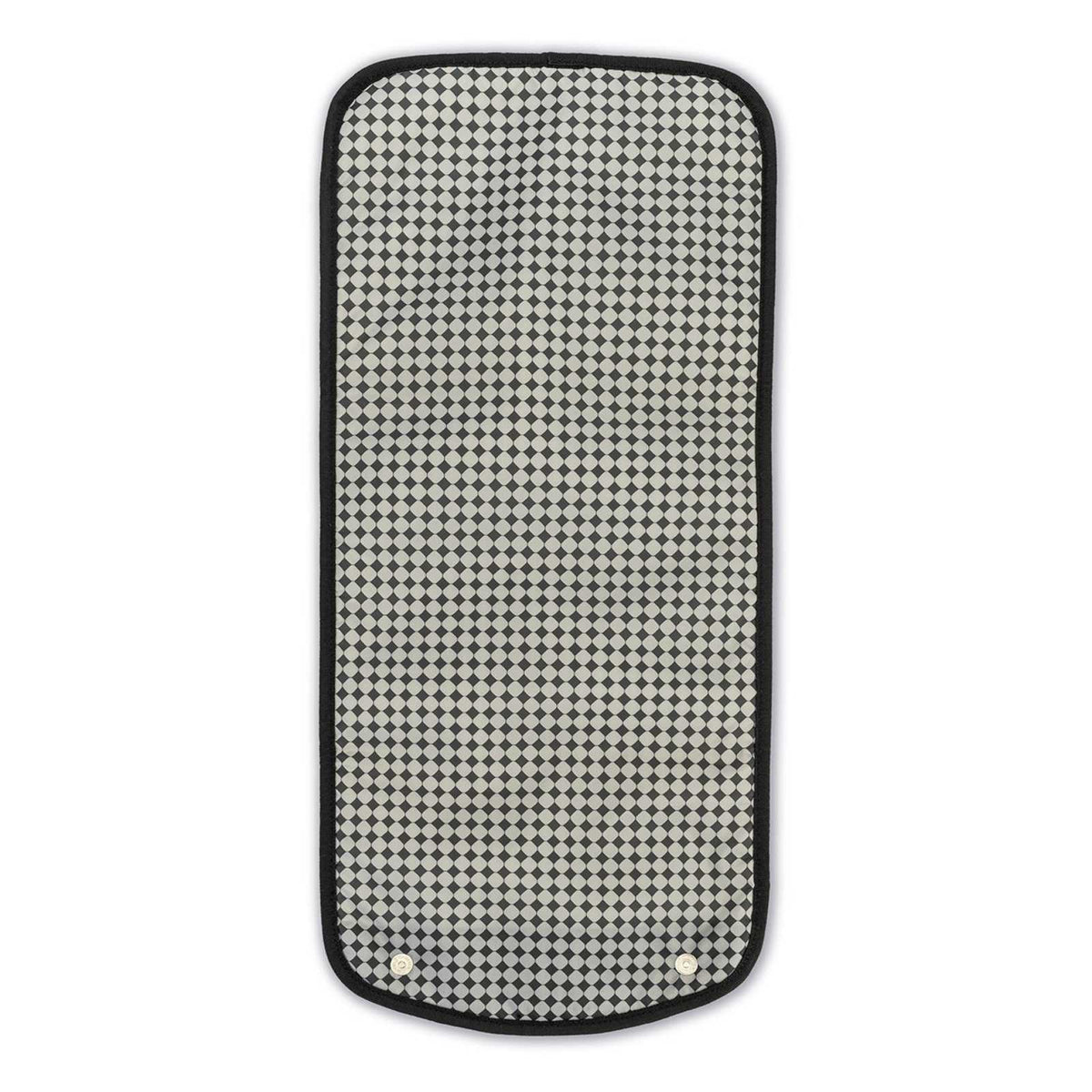 Neoprene changing pad sleeve with black-and-white geometric fabric lining