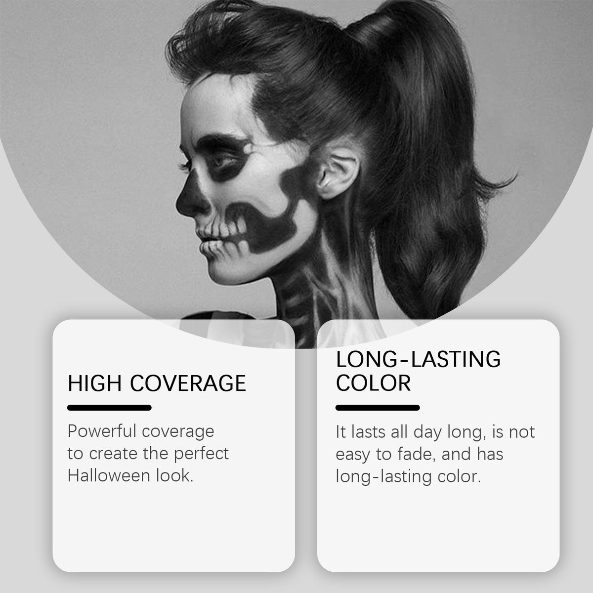 Face and body paint stick set with long-lasting color and high-coverage notes