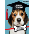 Puppy training paperback with beagle wearing graduation cap on cover