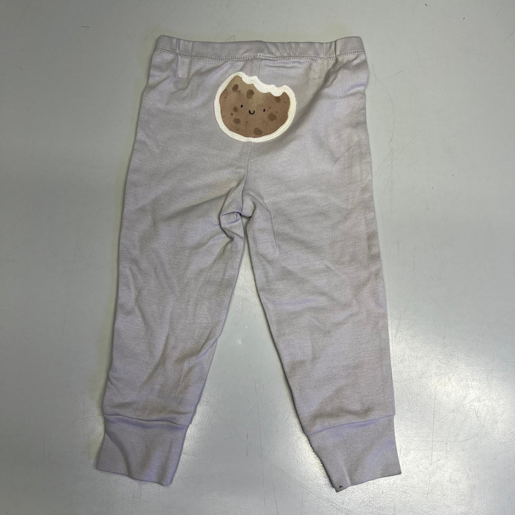 Carter's baby gray cotton pants with cookie patch and cuffed ankles