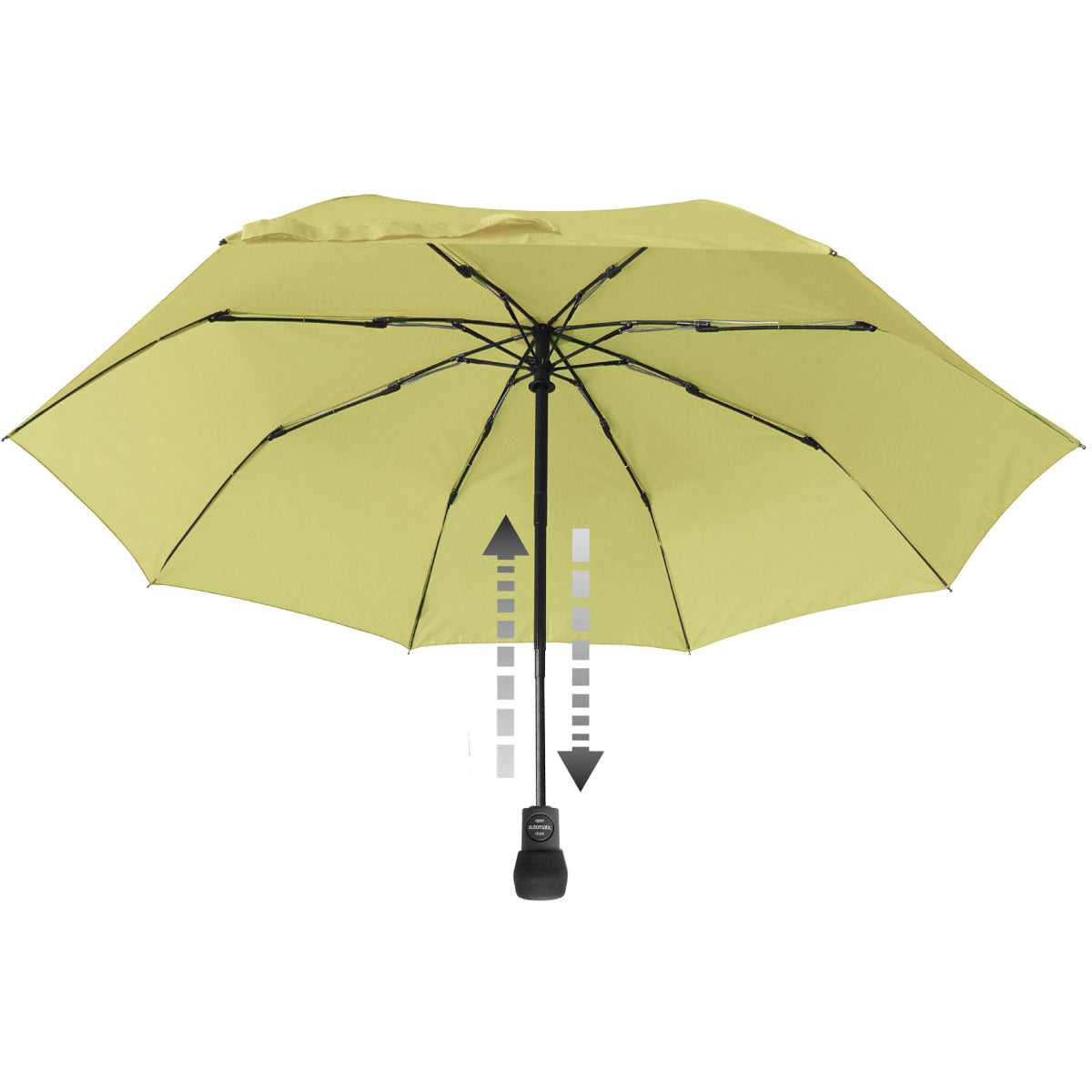 Yellow-green automatic hiking umbrella with vented canopy and push-button handle