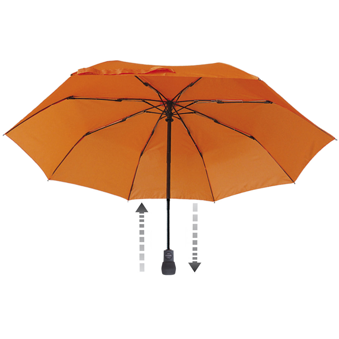 Orange automatic hiking umbrella with vented canopy and push-button handle