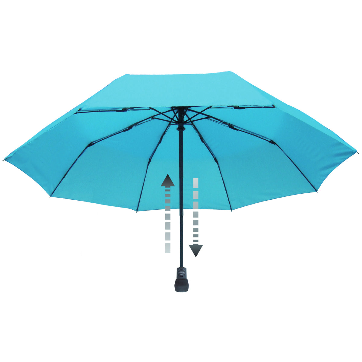 Light blue automatic hiking umbrella with vented canopy and push-button handle