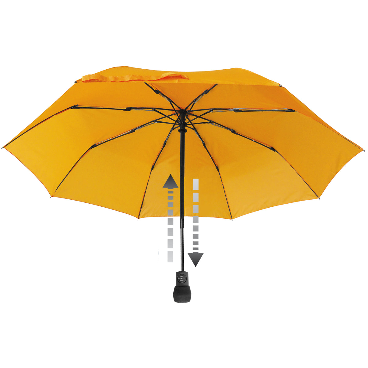 Yellow automatic hiking umbrella with vented canopy and push-button handle