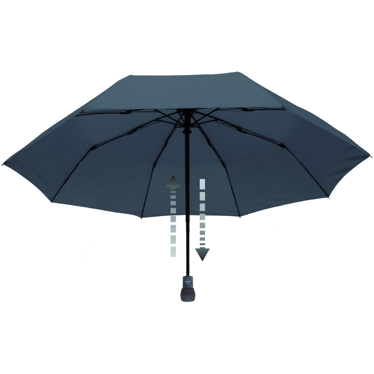 Navy automatic hiking umbrella with vented canopy and push-button handle