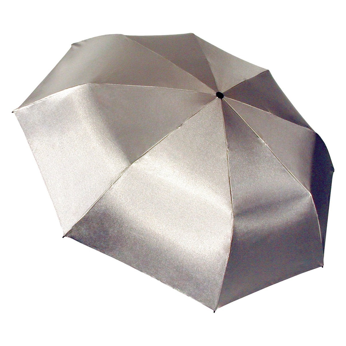 Gray automatic hiking umbrella with open canopy and black center hub.