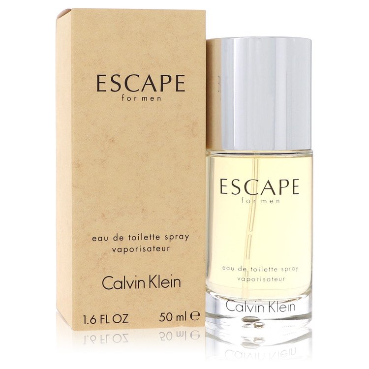 Men's Escape eau de toilette spray by Calvin Klein, glass bottle with silver cap and box