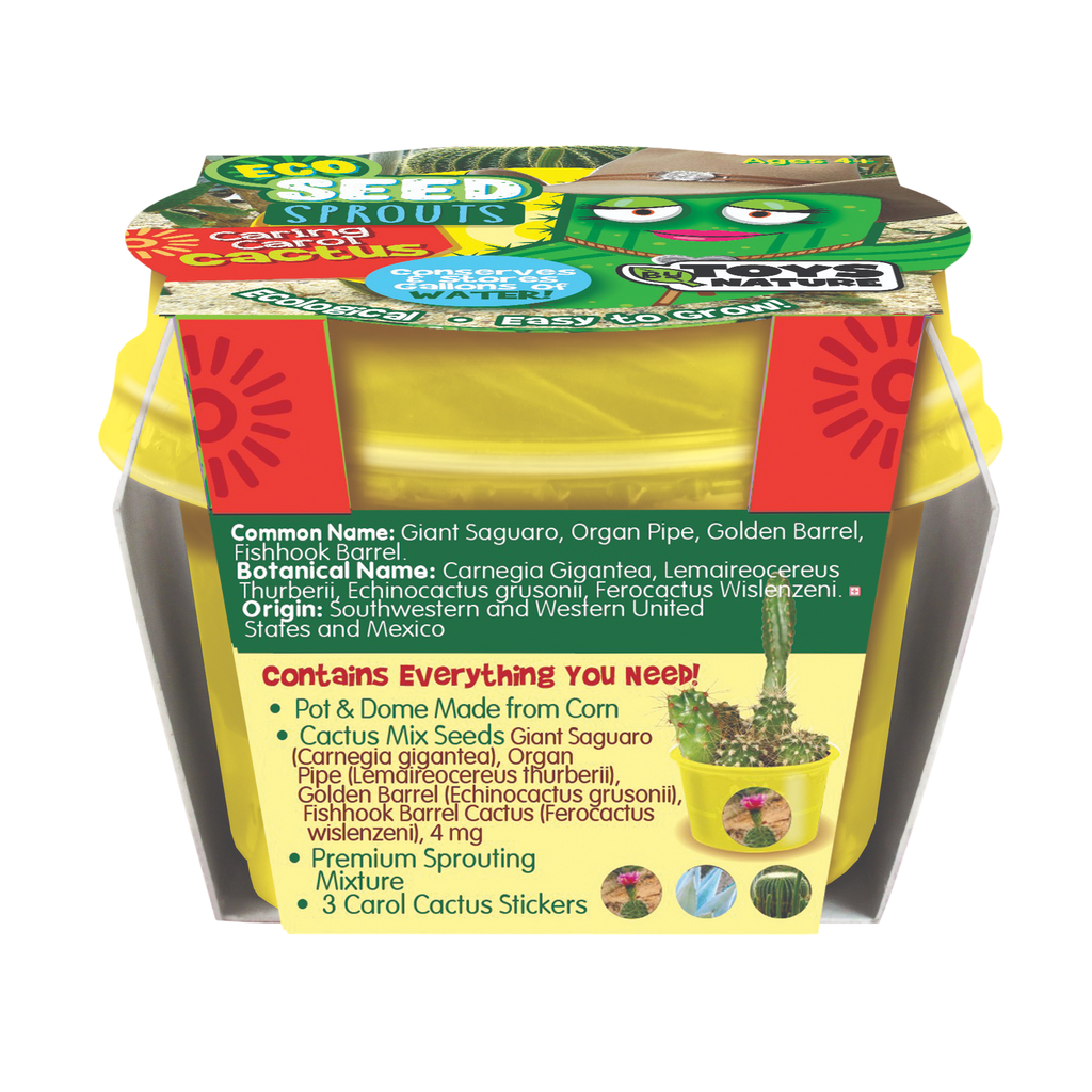 Cactus seed sprout kit in a yellow pot package
