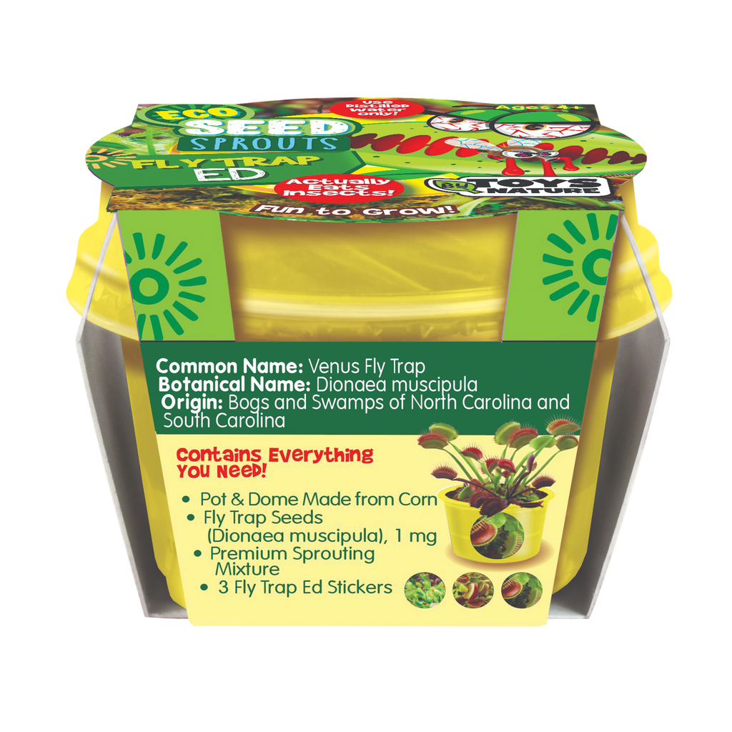 Venus flytrap seed sprout kit in a yellow pot package