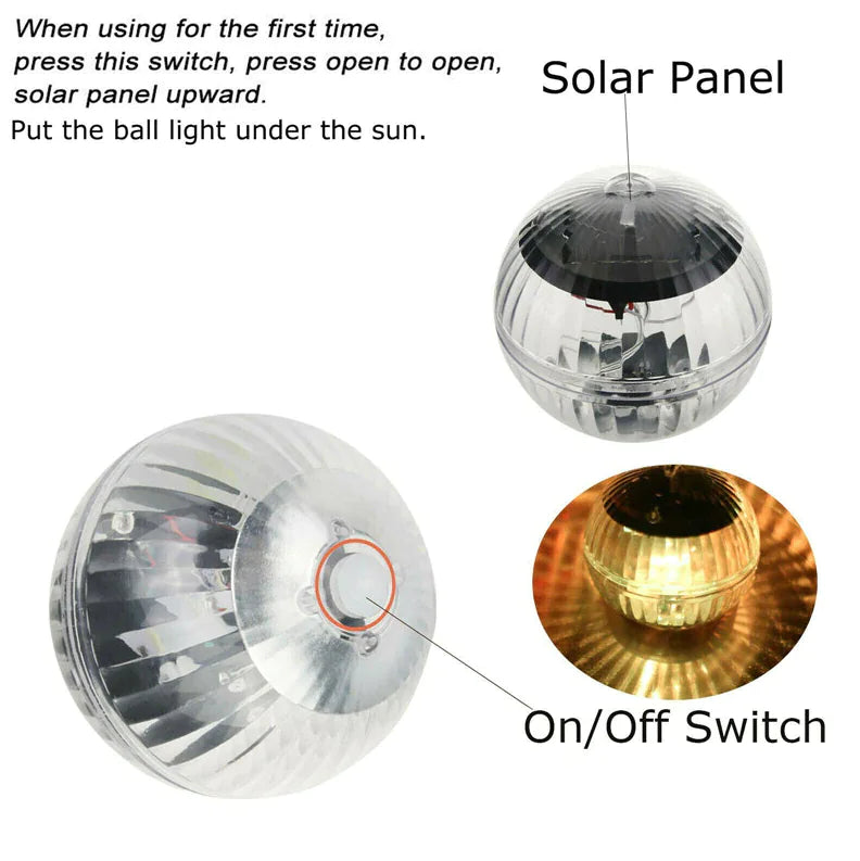 Clear solar LED floating lamp globe with on/off switch control