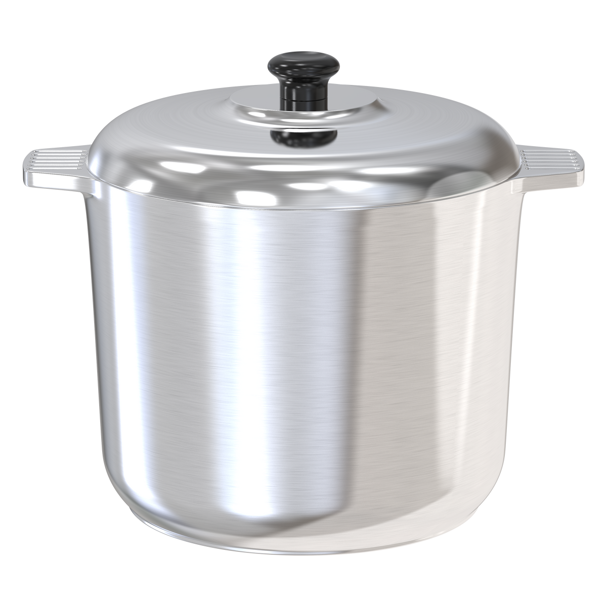 Stainless steel stock pot with lid and side handles, wide rim cooking pot