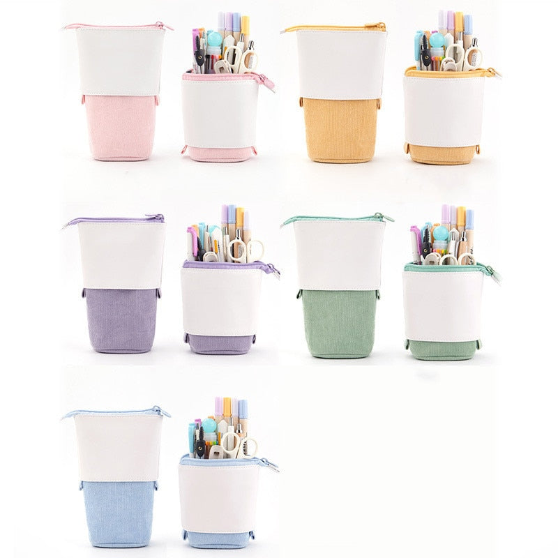 Set of multi-color zipper pencil case pen holders for storing pens and school supplies