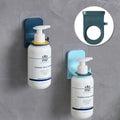 Self-adhesive shower bottle holder set, dark teal rack with soap dispenser bottle