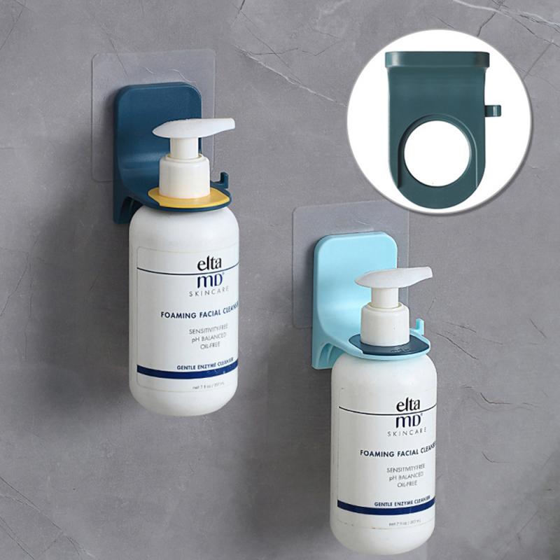 Self-adhesive shower bottle holder set, dark teal rack with soap dispenser bottle