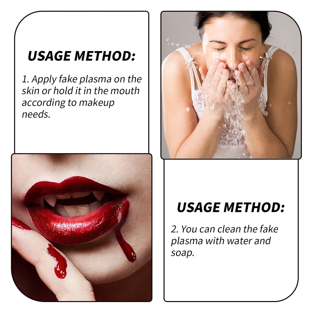 Fake blood makeup around lips and face, with water washing scene