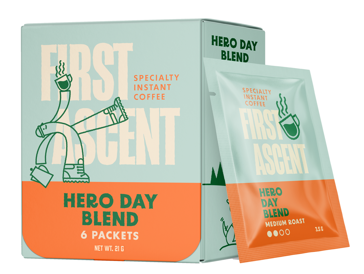 Medium roast instant coffee packets set with box and single packet