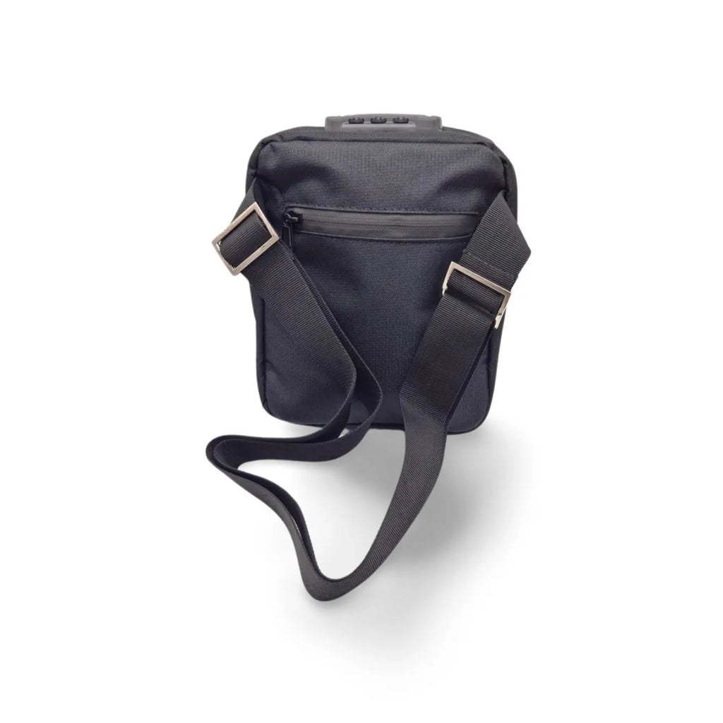 Dark navy ripstop messenger bag with adjustable shoulder strap and side buckles