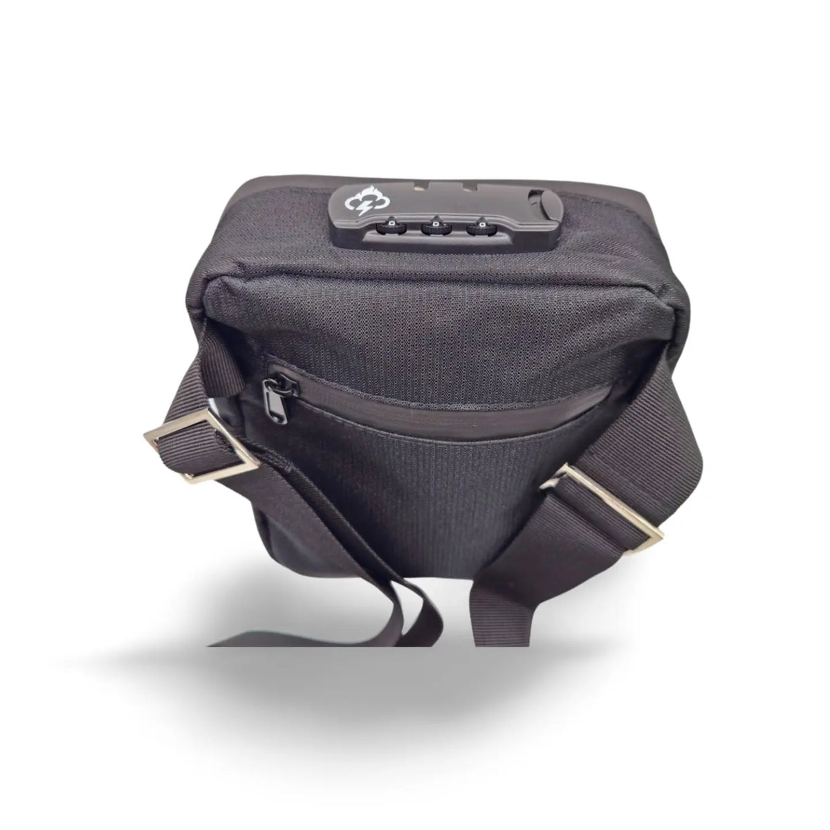 Dark gray ripstop messenger bag with top latch, front zip pocket, and shoulder strap