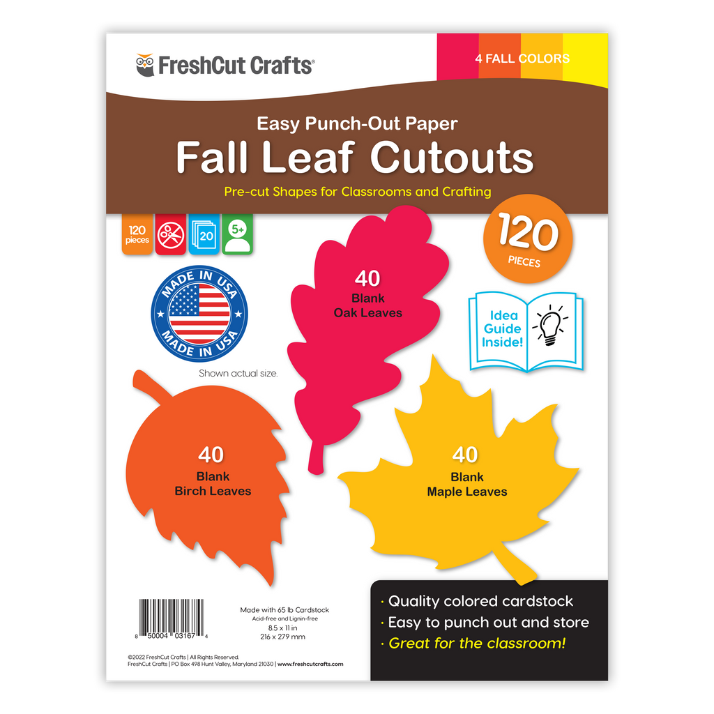 Fall leaf cutouts set of pre-cut colored paper leaves, 120 pieces in assorted colors