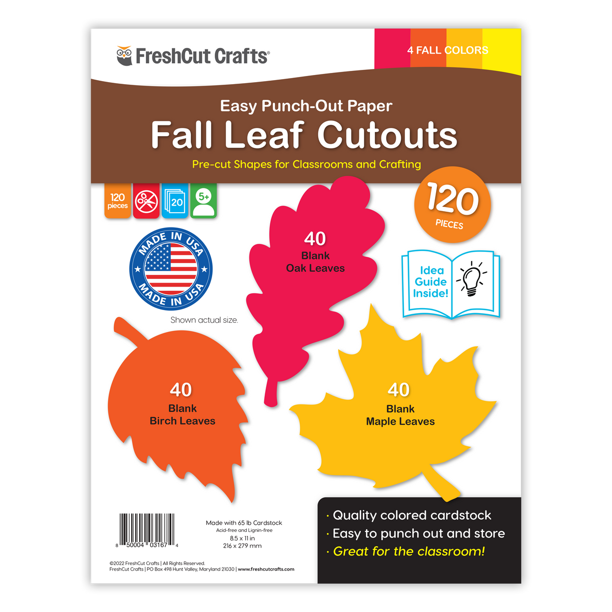 Fall leaf cutouts set of pre-cut colored paper leaves, 120 pieces in assorted colors