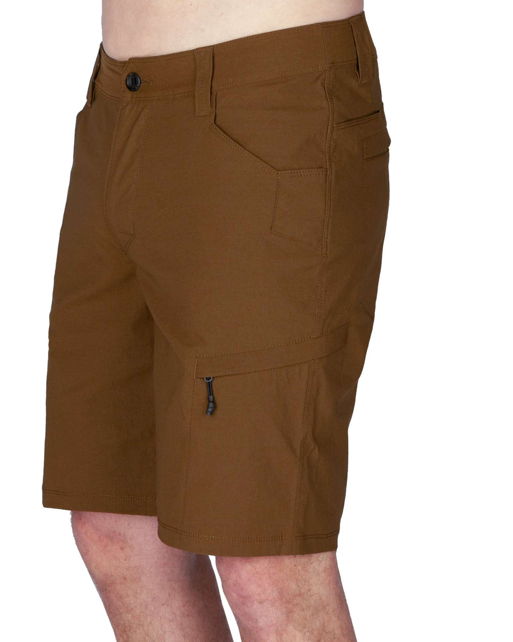 Men's field shorts 2.0, olive-brown with cargo pocket and belt loops.