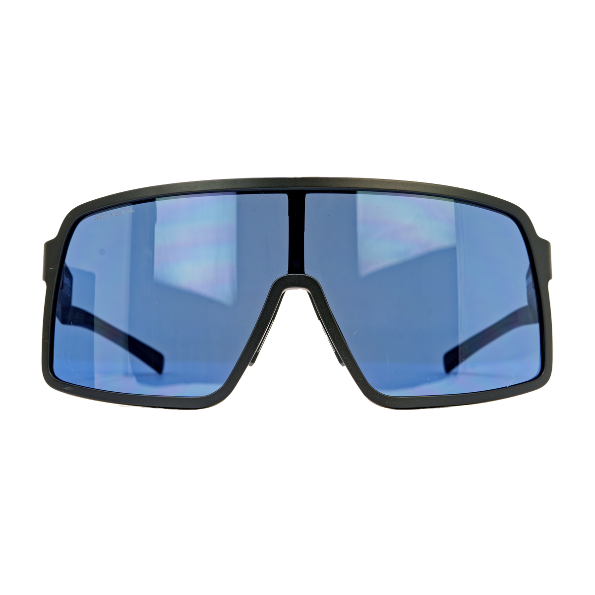 Forza sport sunglasses with blue mirrored lenses and black wraparound frame