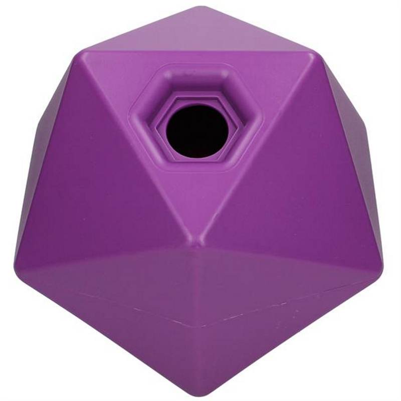 Purple horse treat ball feeder with recessed treat hole