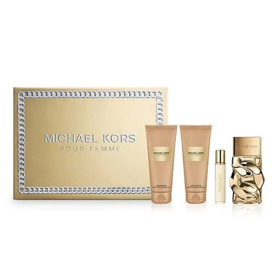 Michael Kors Femme perfume gift set with box, two lotions, and two fragrance bottles