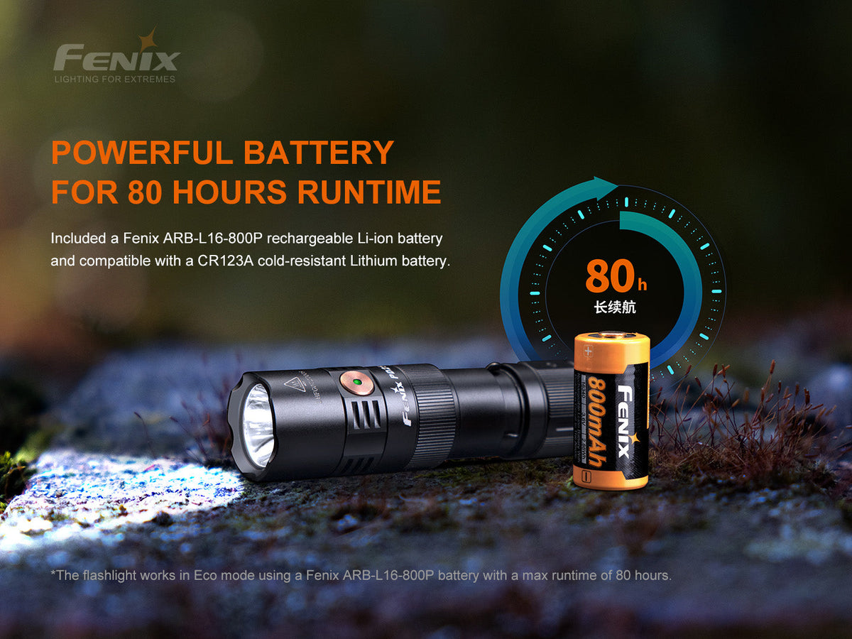 Rechargeable LED flashlight with charging battery shown beside it