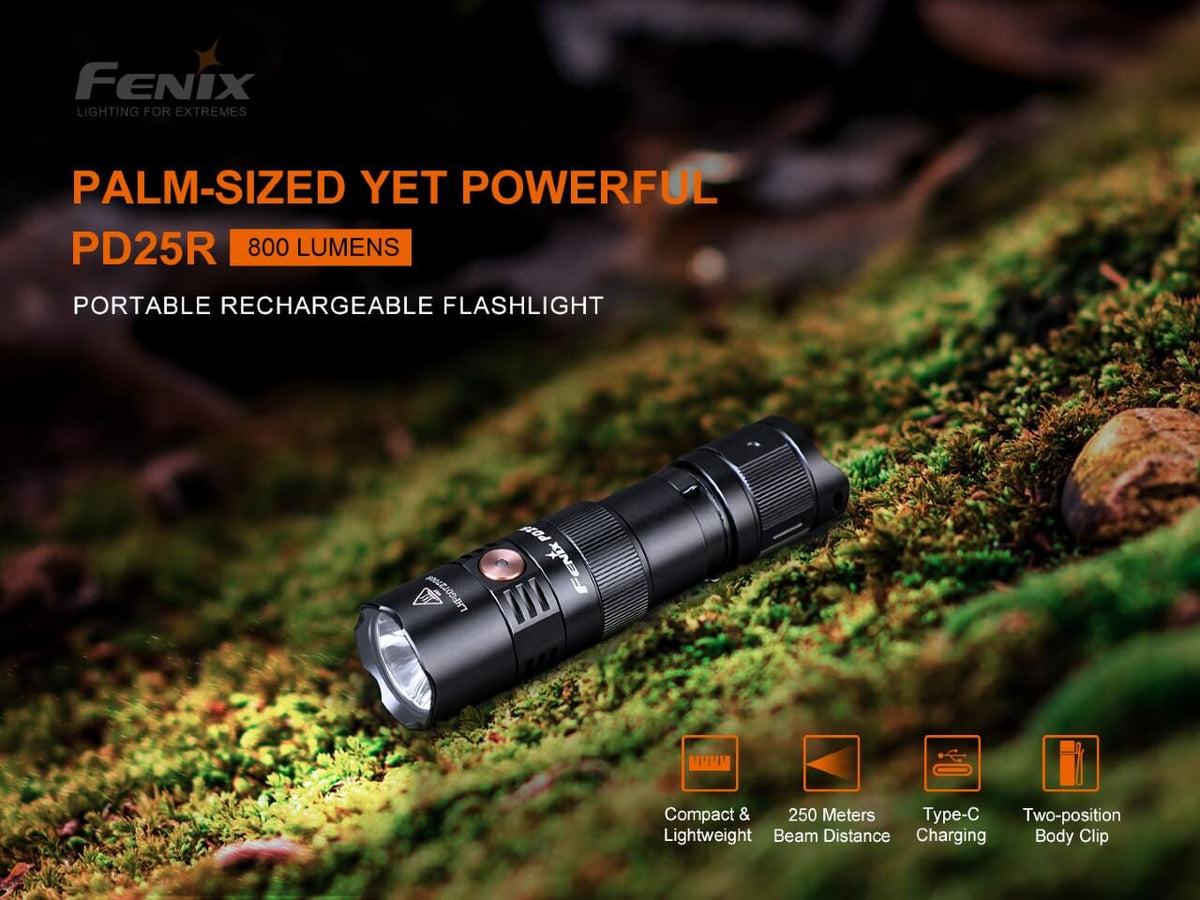 Black portable rechargeable LED flashlight with front beam reflector