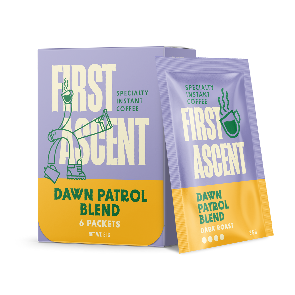 Dawn Patrol dark roast instant coffee 6-pack, specialty instant coffee pouches