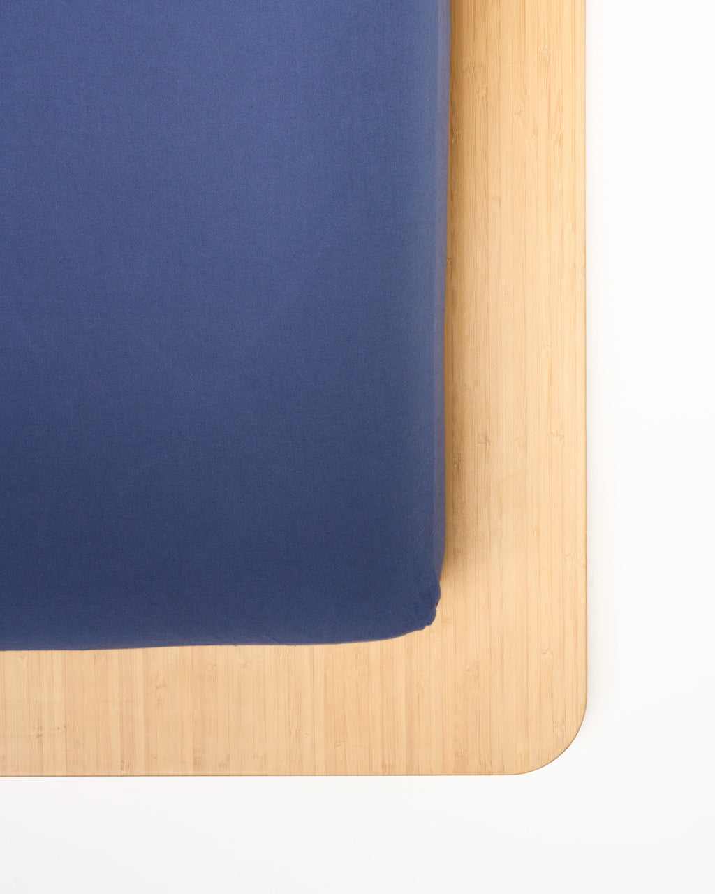 Milk fibre sheet set fitted sheet corner, deep blue with smooth hem