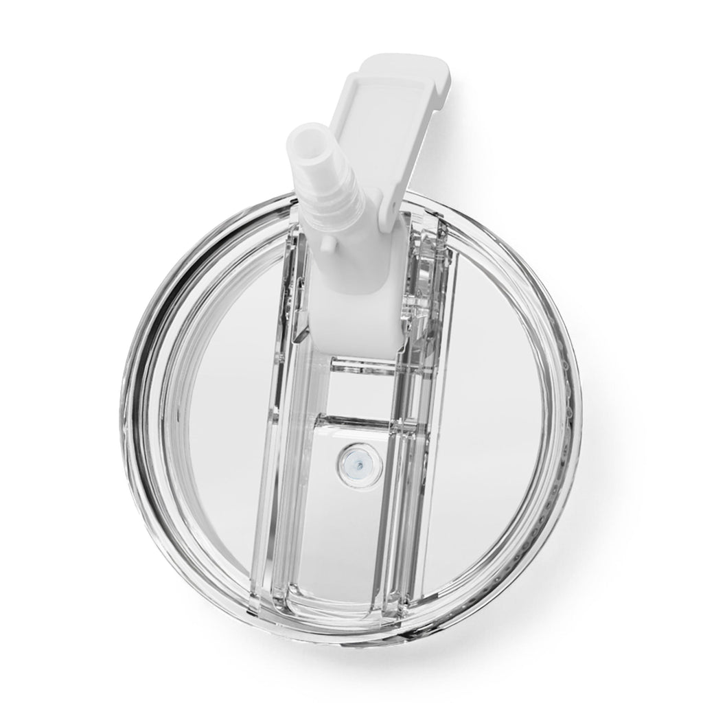 Clear plastic lid for ceramic-lined evolution tumbler with straw and circular cover
