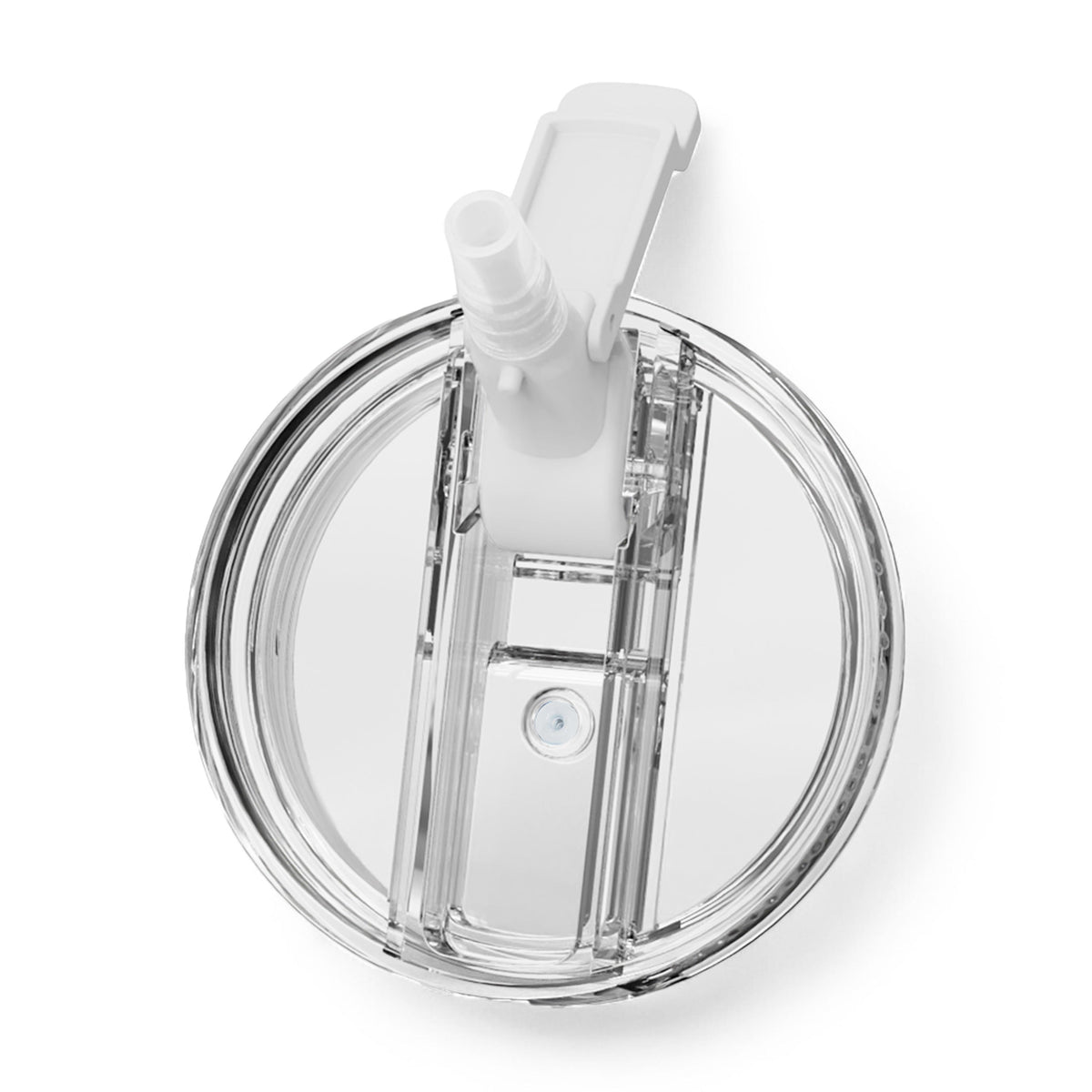 Clear plastic lid for ceramic-lined evolution tumbler with straw and circular cover