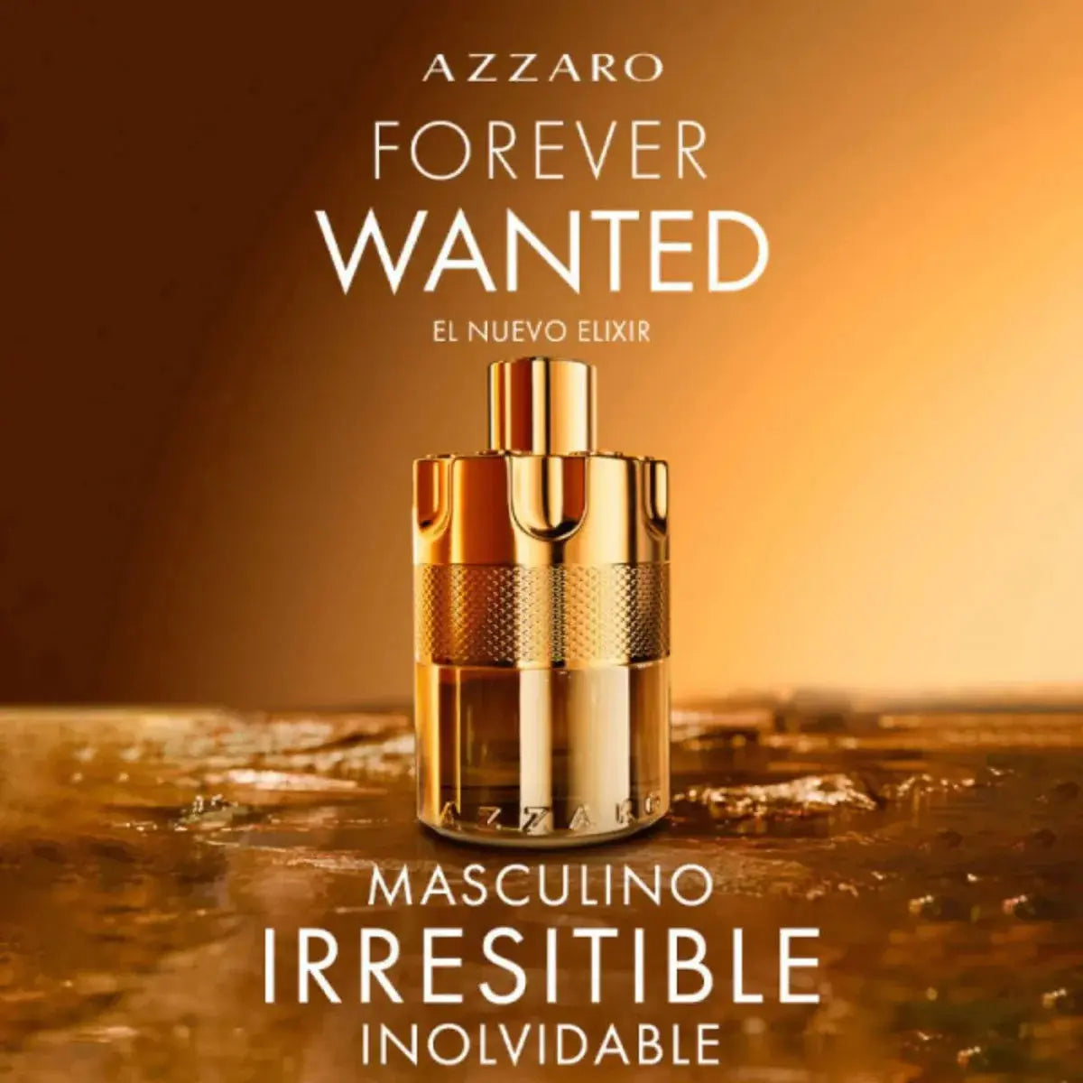 Gold men's perfume spray bottle with textured band and polished spray cap